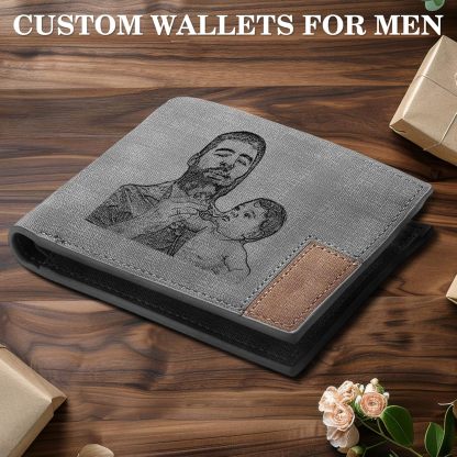 Custom Wallets for Men, Personalized Photo Wallets for Fathers Day, Personalized Gifts Engraved Wallets for Boyfriend Husband Dad Men Him