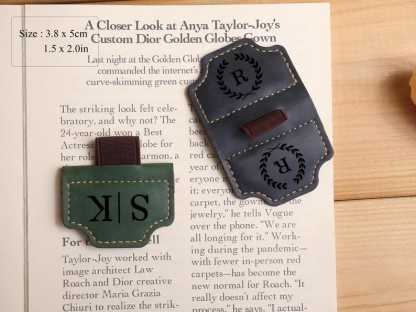 Personalized Magnetic Leather Bookmark,Leather Magnetic Bookmark with Pen Holder,Engraved Bookmark,Handmade Reader Gift,Bookmark For Men