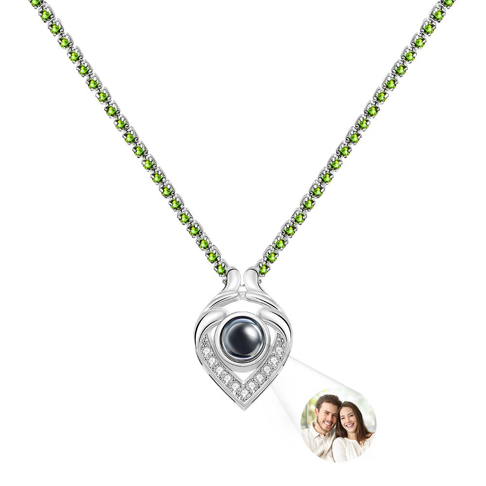 Custom Photo Projection Necklace Heart Tennis Chain Creative Gift