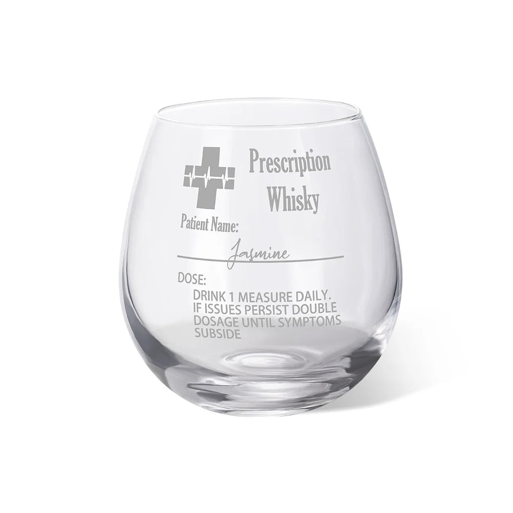 Personalized Funny Prescription Whisky Glasses and Slate Coaster with Laser Engraved Name Father's Day Gift