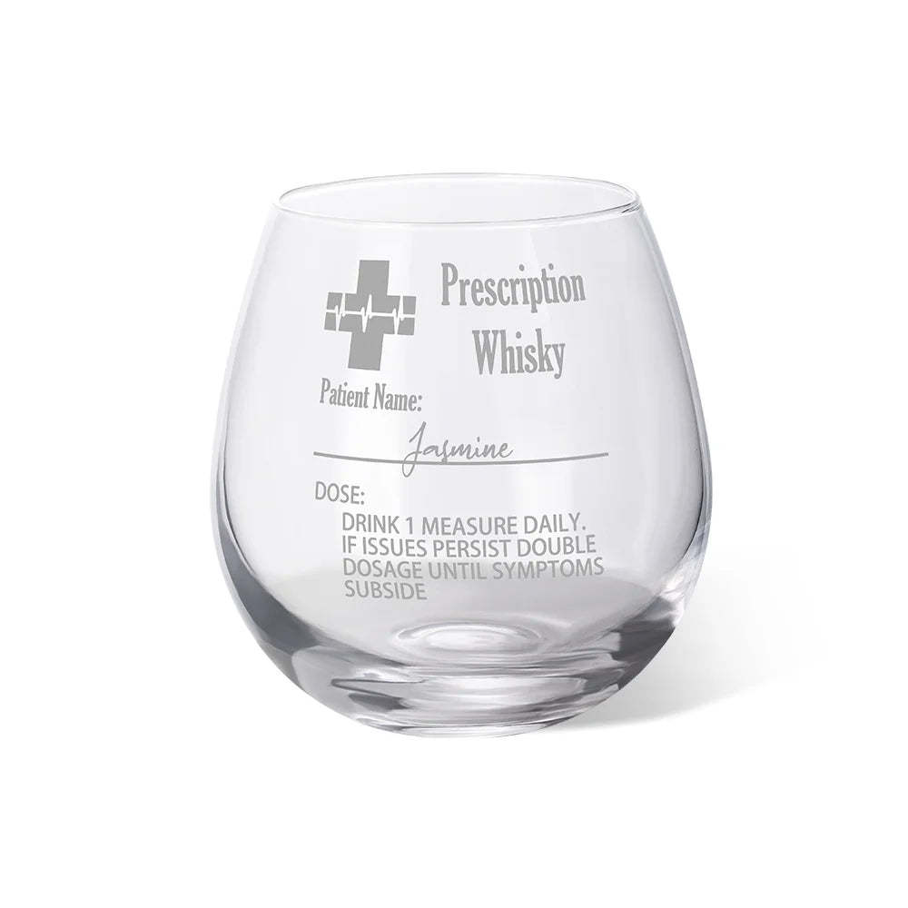 Personalized Funny Prescription Whisky Glasses and Slate Coaster with Laser Engraved Name Father's Day Gift