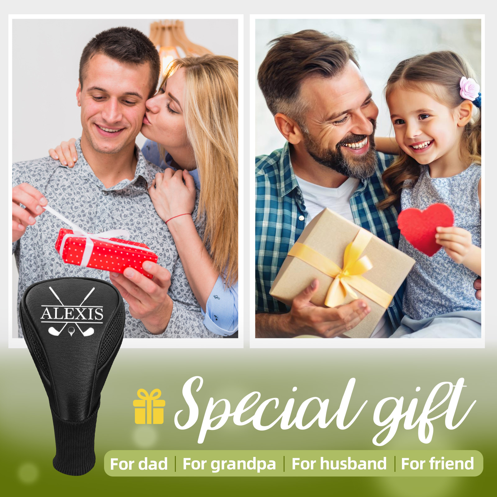 Personalized Golf Club Cover, Custom Golf Head Covers for Driver Fairway with Your Unique Design & Name, Ideal Golfing Gifts for Golfers Golf Lovers Dad Husband Father's Day, Golf Accessories