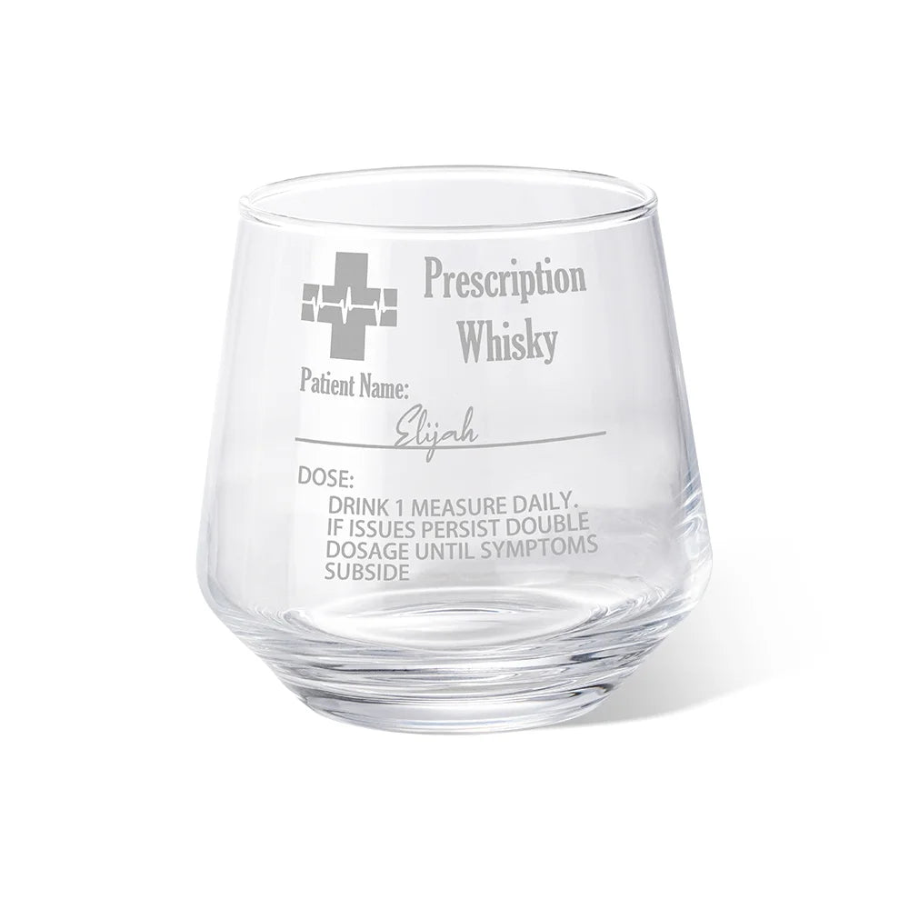 Personalized Funny Prescription Whisky Glasses and Slate Coaster with Laser Engraved Name Father's Day Gift for Him