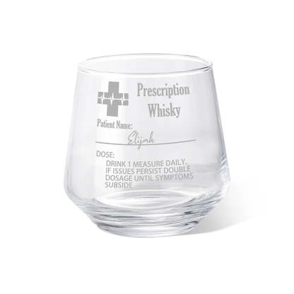 Personalized Funny Prescription Whisky Glasses and Slate Coaster with Laser Engraved Name Father's Day Gift for Him