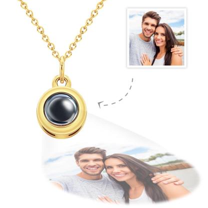 Circle Pendant Personalized Photo Projection Necklace Custom Cute Jewelry Anniversary Gifts