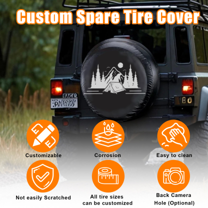 Custom Spare Tire Cover - Personalized Wheel Tire Cover Protectors Add Your Photo Logo Design, PVC Waterproof Universal Tire Covers with Camera Hold for Jeep Wrangler Trailer RV SUV All Vehicle