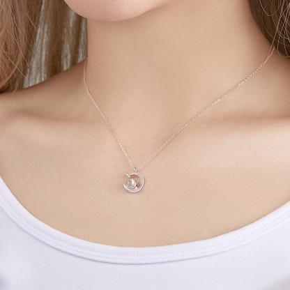 Custom Photo Projection Necklace Crescent Moon Pendant Necklace Gift for Women