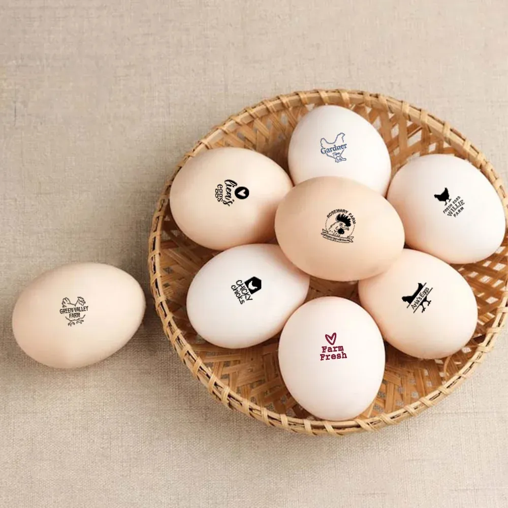 Personalized Chicken Silhouette Pattern Egg Stamp Farm Egg Label with Text and Box Birthday Mother's Day Father's Day Gift for Family Farmer Breeder