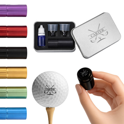 Custom Golf Ball Stamp - Double Sided Personalized 2-in-1 Marker with Name & Icon, Dual Head Reusable Ink Stamper, Water-Proof & Smudge-Free, Ideal Golf Gifts for Men, Dad, Husbands, Golfing Gear