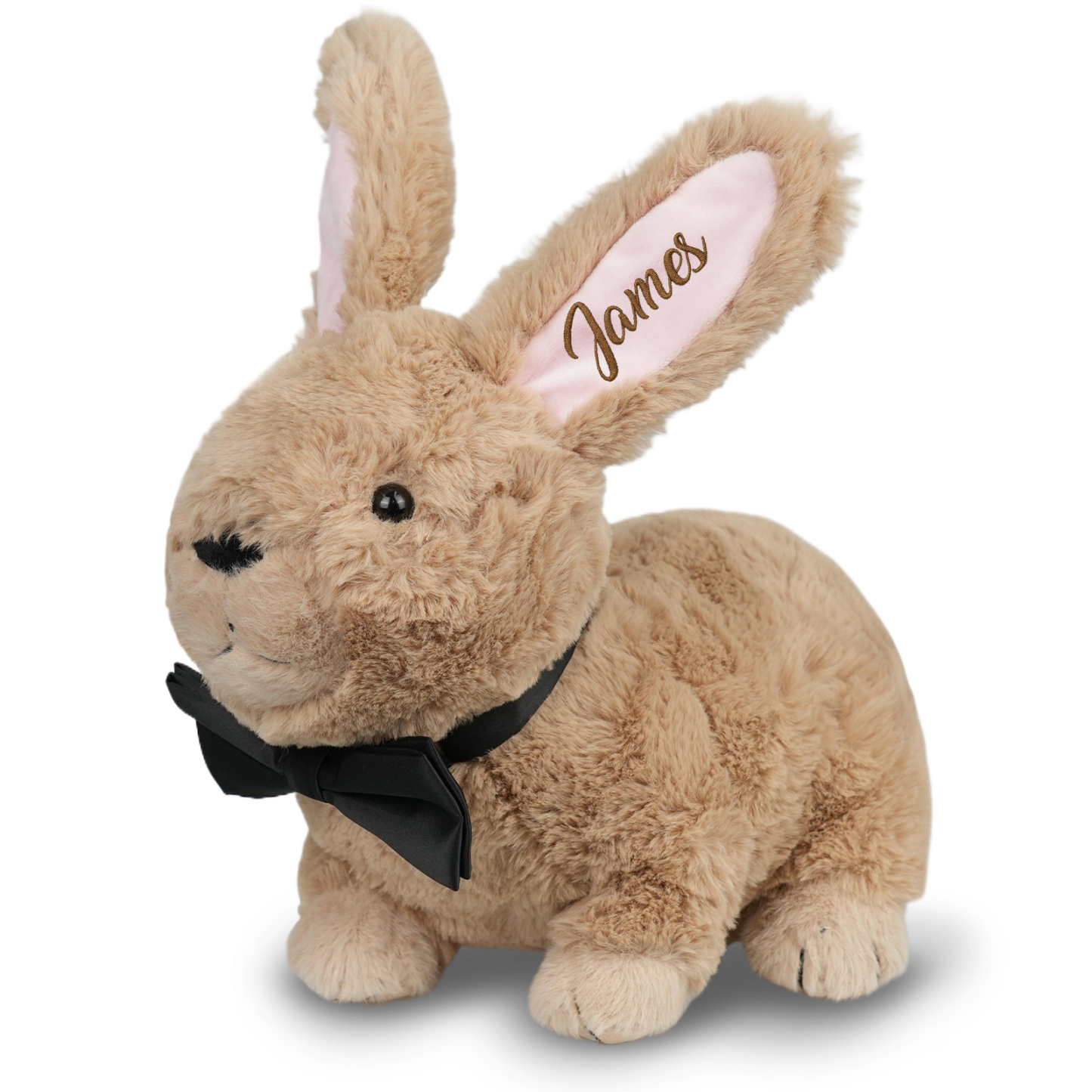 Custom Bunny Plush Embroidered Name, Realistic Bunny Stuffed Animal, Personalised Brown Rabbit for Baby Birthday Easter Gift for Girls Toddlers Kids