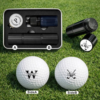 Custom Golf Ball Stamp - Double Sided Personalized 2-in-1 Marker with Name & Icon, Dual Head Reusable Ink Stamper, Water-Proof & Smudge-Free, Ideal Golf Gifts for Men, Dad, Husbands, Golfing Gear