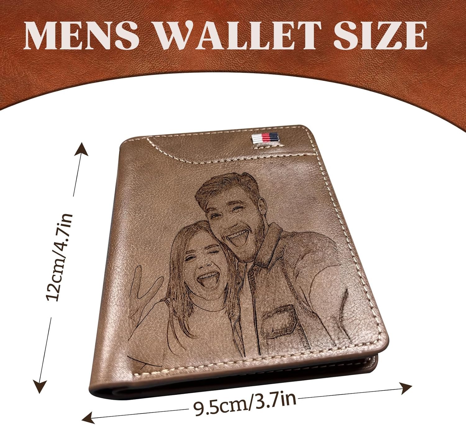 Custom Wallet for Men, Personalized Engraved Men's Wallet, Long Leather Men Wallet with Photo Name for Anniversary Birthday Wedding, Personalized Gifts for Him Dad Husband Groomsman Boyfriend