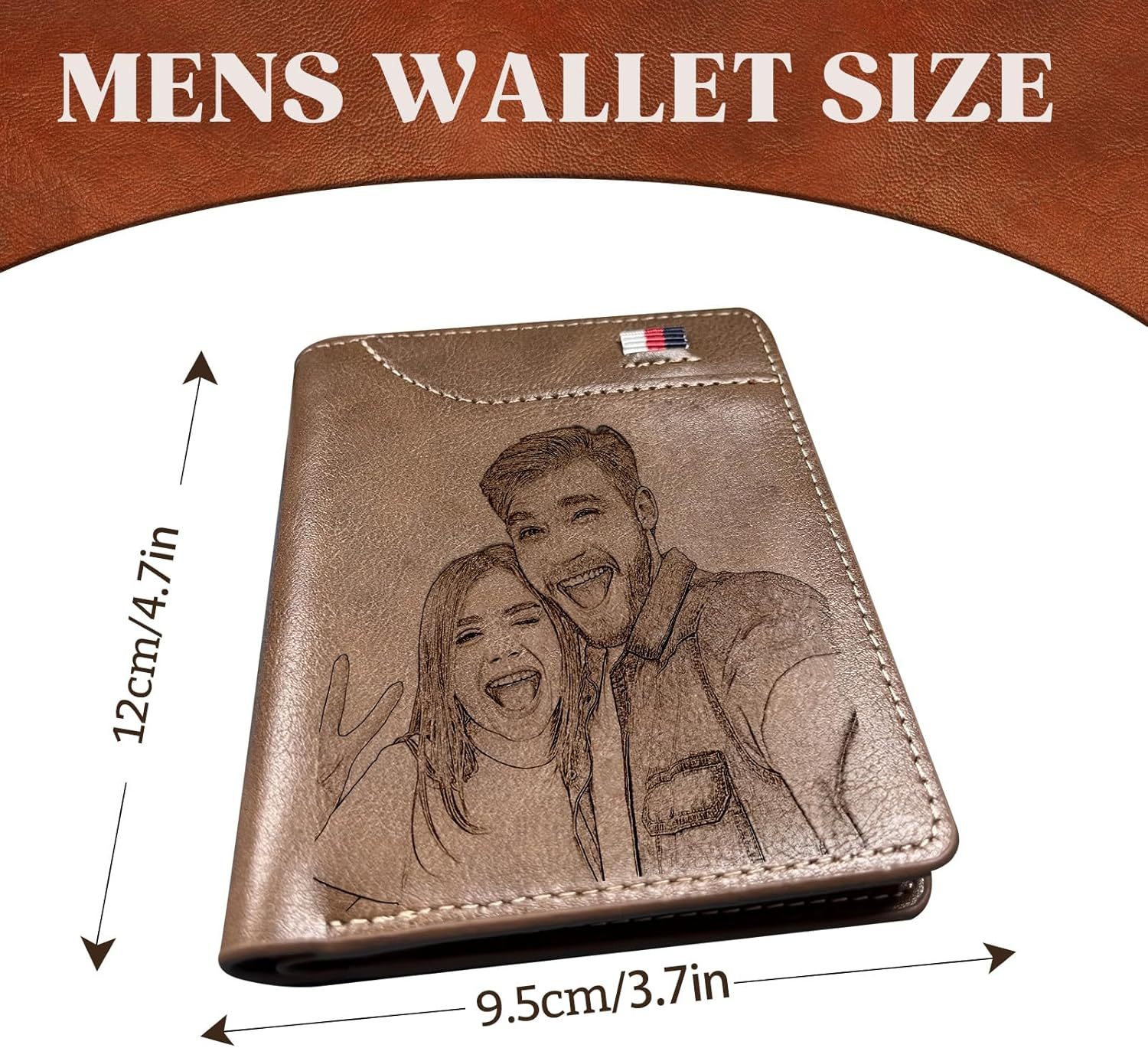 Custom Wallet for Men, Personalized Engraved Men's Wallet, Long Leather Men Wallet with Photo Name for Anniversary Birthday Wedding, Personalized Gifts for Him Dad Husband Groomsman Boyfriend