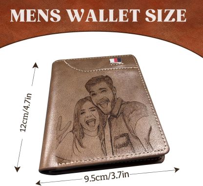 Custom Wallet for Men, Personalized Engraved Men's Wallet, Long Leather Men Wallet with Photo Name for Anniversary Birthday Wedding, Personalized Gifts for Him Dad Husband Groomsman Boyfriend