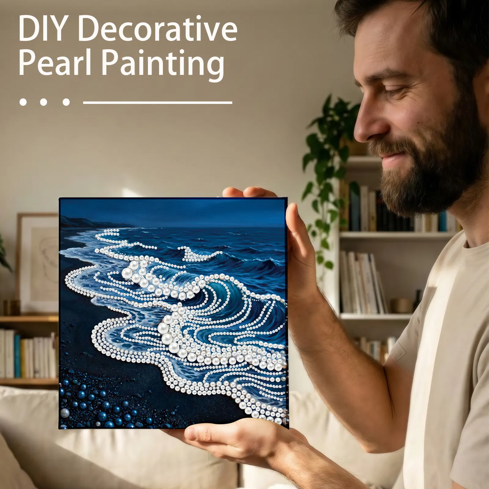 Framed Waves-Pearls Painting Kit DIY Diamond Painting Pearl Dot Crafts 