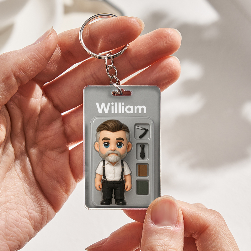 Fully Body Customizable Action Figure Pack Packaging Toy Box Style Art Gift Personalized 2D Printing Acrylic Keychain Gift for Him