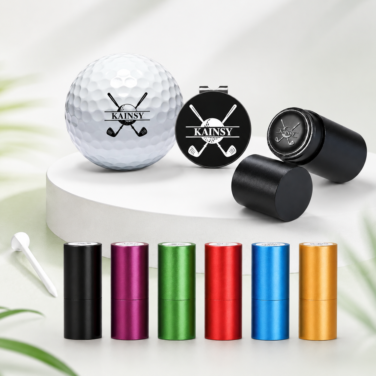 Custom Golf Ball Stamp with Engraved Box, Personalized Logo Stamper and Hat Clip Kit, Waterproof Golf Marker Gift for Dad Husband Golfer