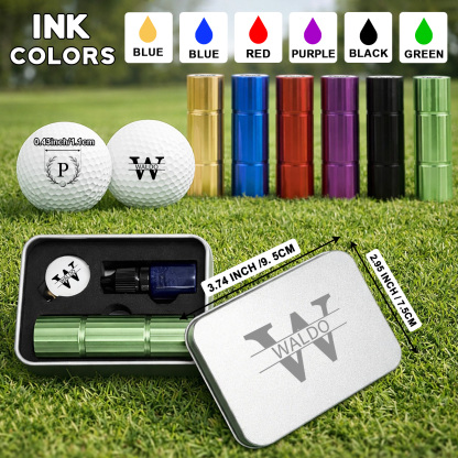 Custom Golf Ball Stamp - Double Sided Personalized 2-in-1 Marker with Name & Icon, Dual Head Reusable Ink Stamper, Water-Proof & Smudge-Free, Ideal Golf Gifts for Men, Dad, Husbands, Golfing Gear
