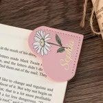 Personalized PU Leather Birth Flower Heart Bookmark with Name Birthday Anniversary Gift for Book Lovers Bookworms