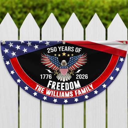 Personalized America 250th Anniversary Bunting Flag USA 250 Years Of Freedom Custom Family Name Non-Pleated Fan Flag CH07 910238