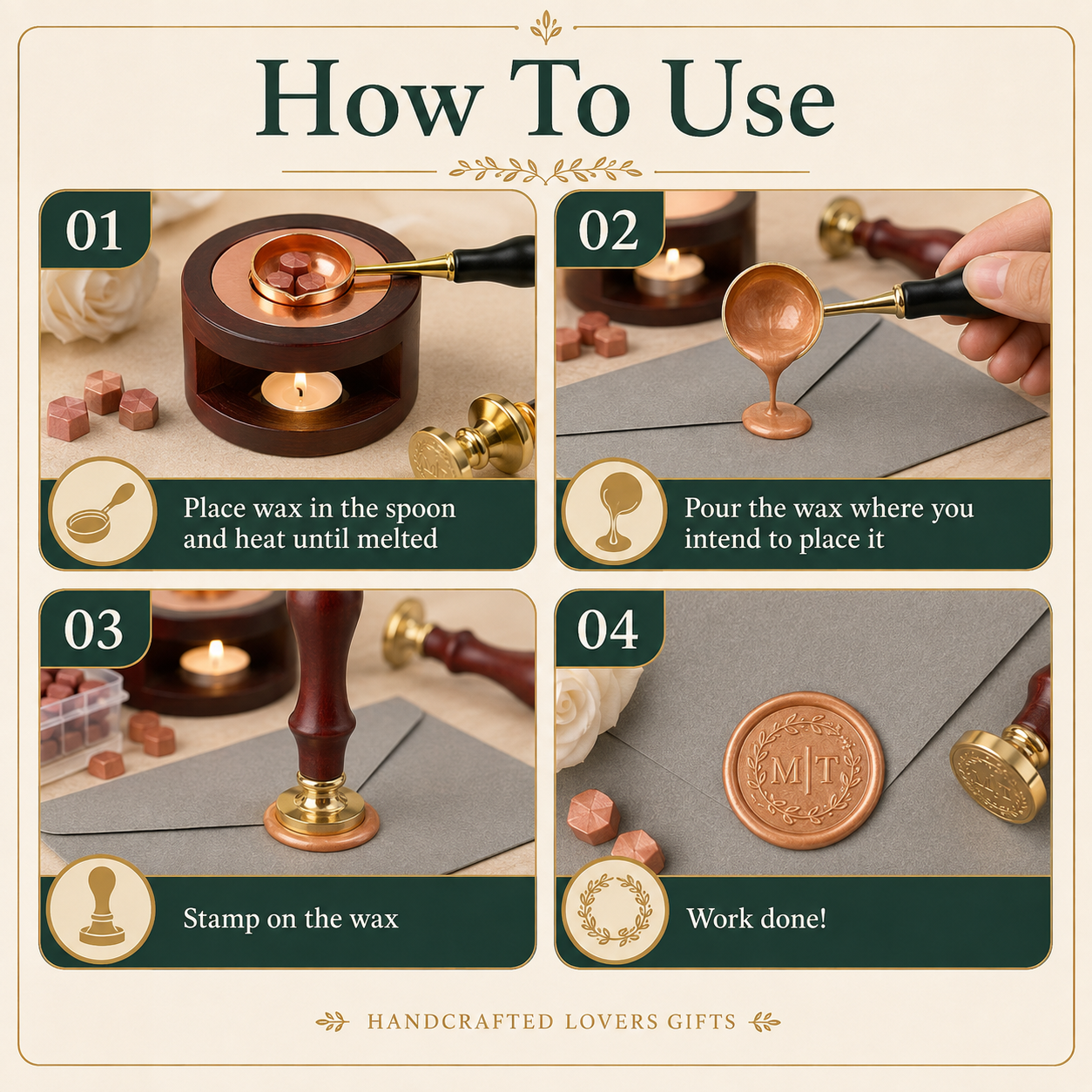 Custom Wax Seal Stamp, Personalized Sealing Wax Stamp with Your Logo Design, Wax Stamp for Wedding Invitations Envelopes Gift Card Gift Wrap Decoration, Handcraft Lovers Gifts