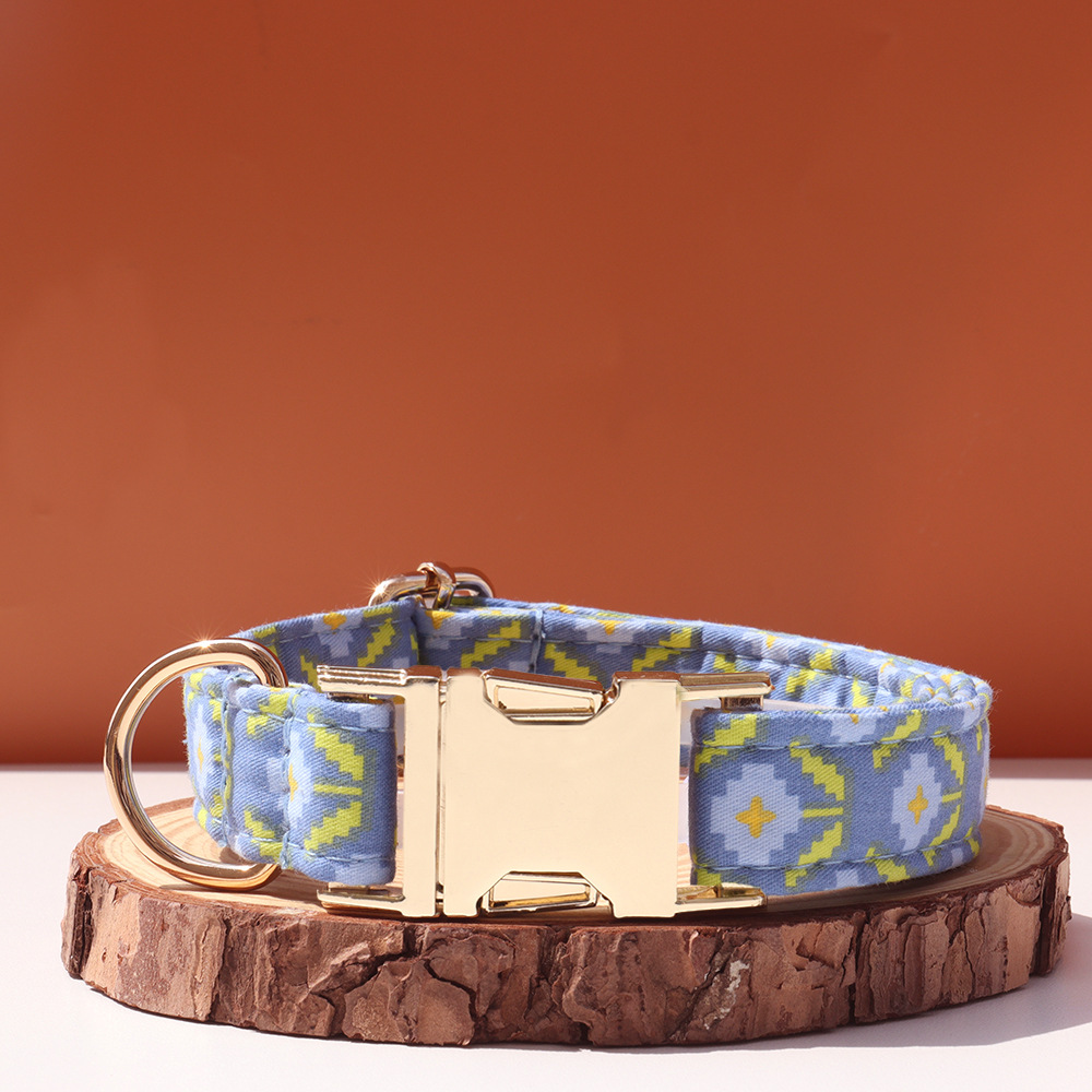 Personalized Floral Pet Collar – Adjustable Collar with Custom Engraved Buckle