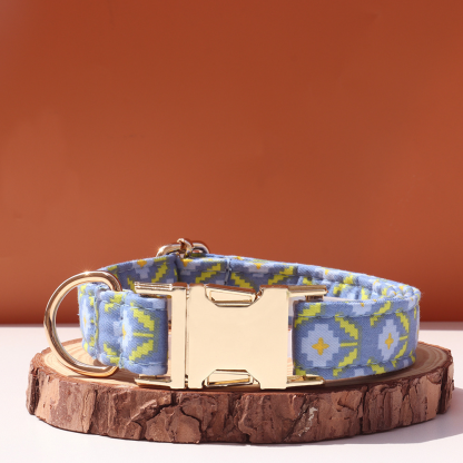Personalized Floral Pet Collar – Adjustable Collar with Custom Engraved Buckle