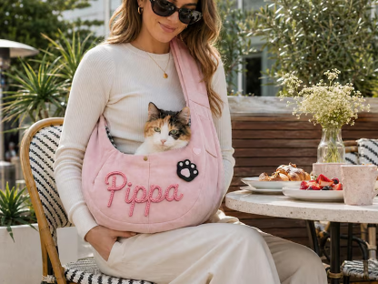 Personalized Pet Sling Carrier, Custom Name Dog Carrier Bag, Small Dog & Cat Shoulder Bag, Hands Free Puppy Travel Bag, Pet Lover Gift