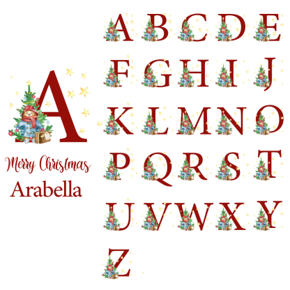 Personalized Christmas Santa Sack with Name & Initial, Custom Cotton Gift Bag with Santa Claus, Holiday Gift Sack