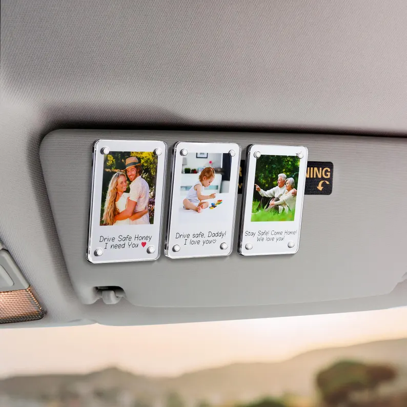 Drive Safe Sun Visor,Acrylic Visor Clip,Custom Dad Photo Car Visor Clip,boyfriend car gift,Custom photo gift,Photo Gift for Dad,Couple Gifts