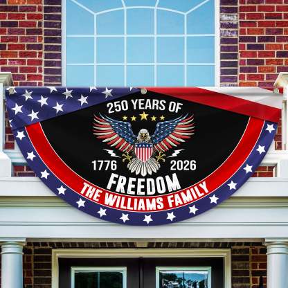 Personalized America 250th Anniversary Bunting Flag USA 250 Years Of Freedom Custom Family Name Non-Pleated Fan Flag CH07 910238