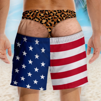 Custom Funny Patriotic Men Swim Trunks - Personalized Birthday Gifts For Husband, Son, Grandson, Brother, Grandpa, Dad, Yourself - Warning Wide Load