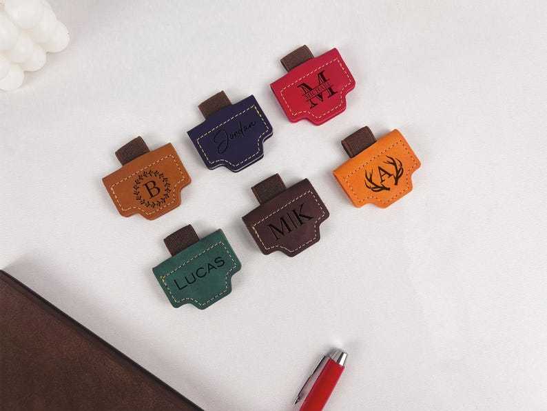Personalized Engraved Leather Magnetic Bookmark with Pen Holder, Custom Teachers Gifts
