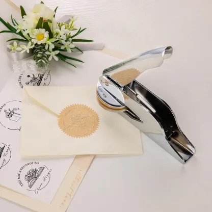 Custom Book Embosser, Personalized Embosser Stamp, Personal Library Embosser Create Unique Name Logo Design, Floral Book Stamp Seal for Wedding Business Envelope, Teacher Book Lover Gift