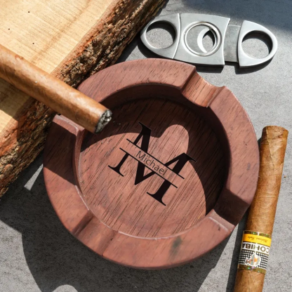 Personalized Name Walnut Cigar Ash Tray
