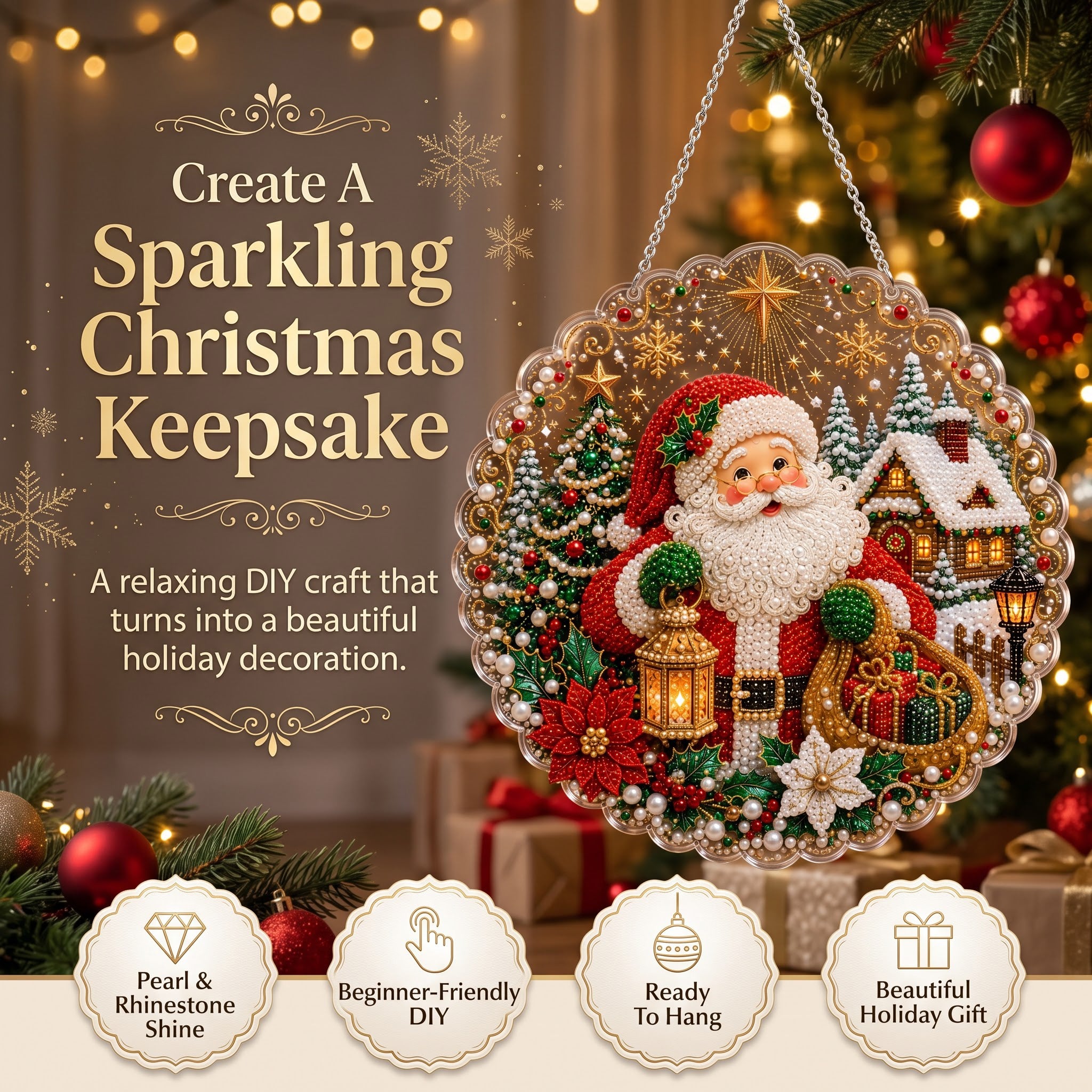  🎅✨DIY Christmas Pearl Diamond Art Hanging Ornament Kit