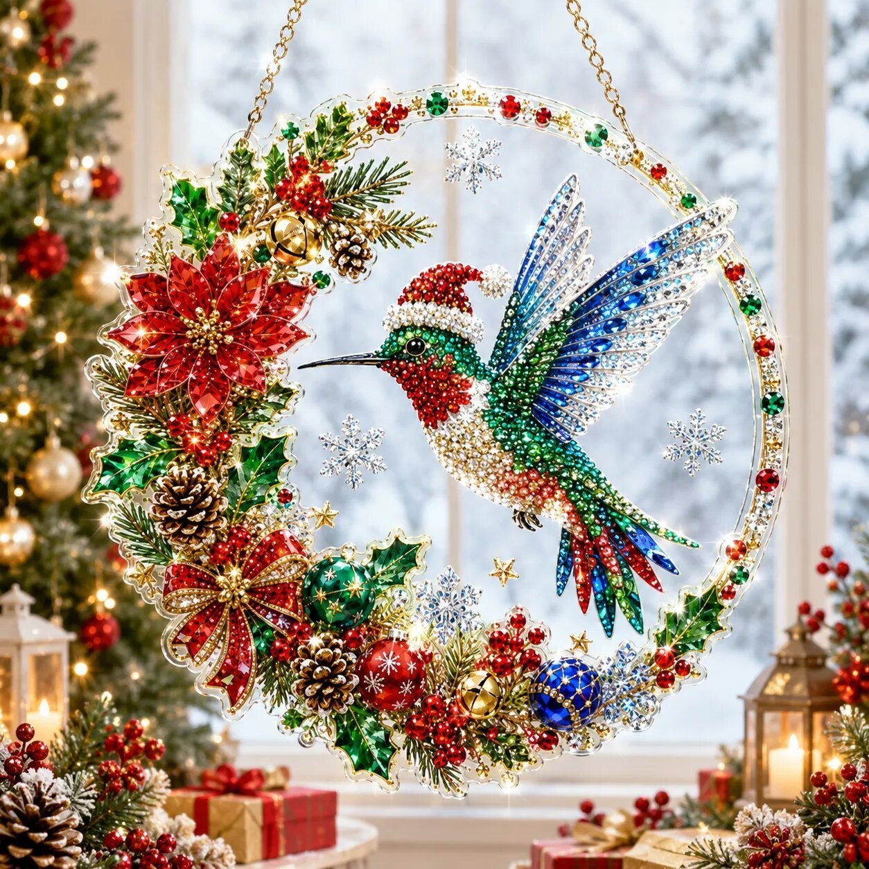 🎅✨ Christmas Diamond Art Ornament Kit – Sparkling DIY Window Ornament
