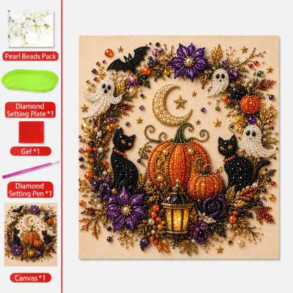 Halloween Ghost Pearl Art DIY Kit, Spooky Cute 3D Diamond Painting Crafts for Adults, DIY Fall Home Decor Wall Art, Beginner DIY Seasonal Party Gift