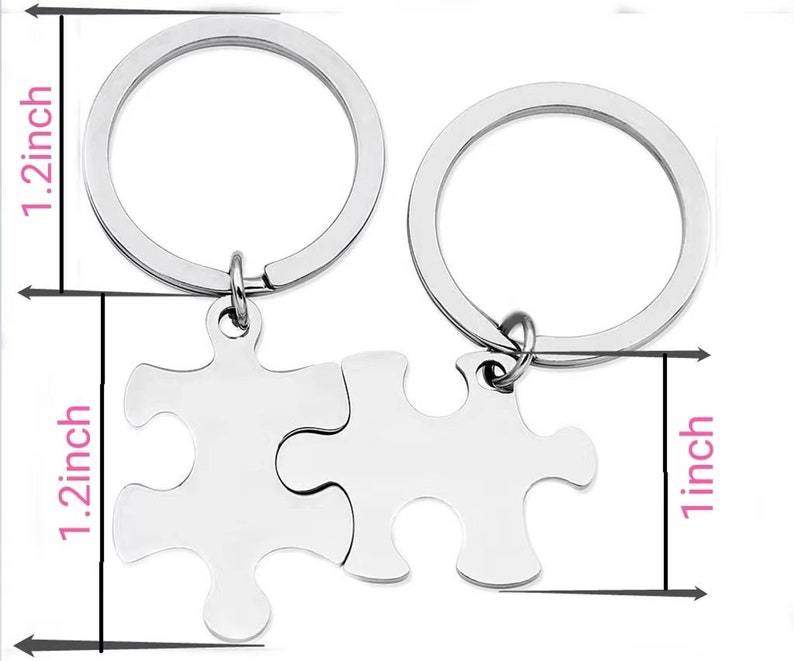 Couples Key chain,2Pcs Puzzle Couples Custom key chain set,Custom Date Couple Keychain,Christmas gift for him，Anniversary Gift For Boyfriend