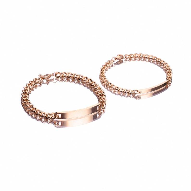 Personalized Engraved Bangle Bracelet: Stainless Steel Couple Promise Jewelry