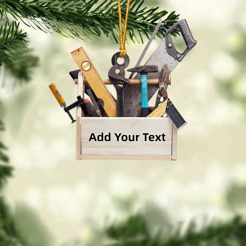 Personalized Carpenter Tool Box Christmas Ornament, Custom Name Carpenter Acrylic Ornament, Gift For Carpenter Christmas Tree Decor