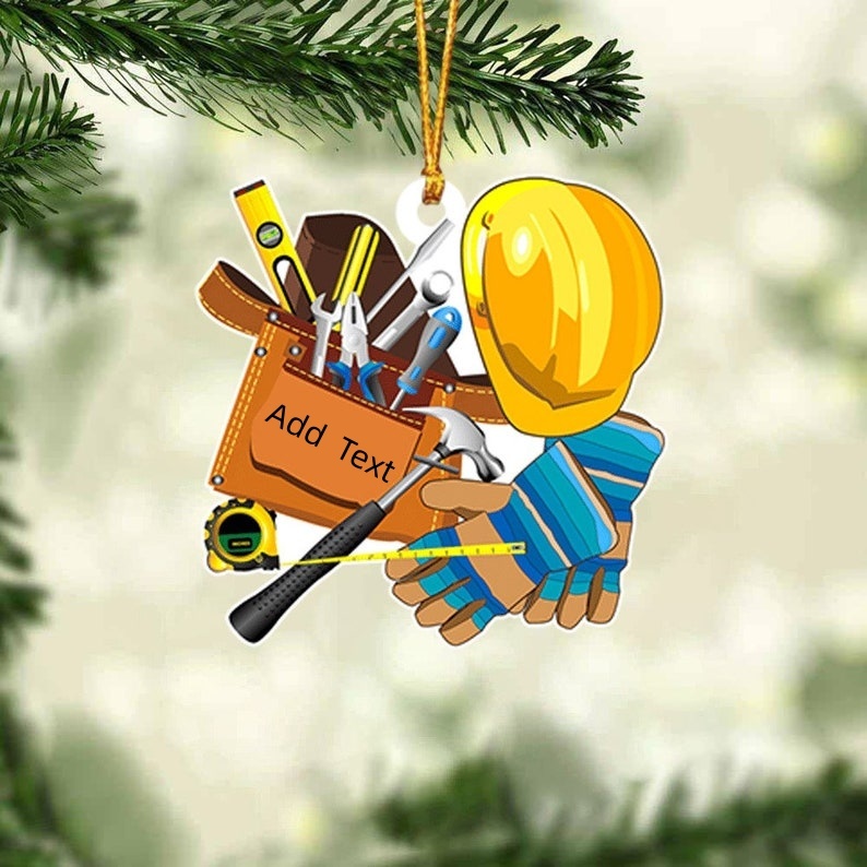 Personalized Carpenter Tool Box Christmas Ornament, Custom Name Carpen