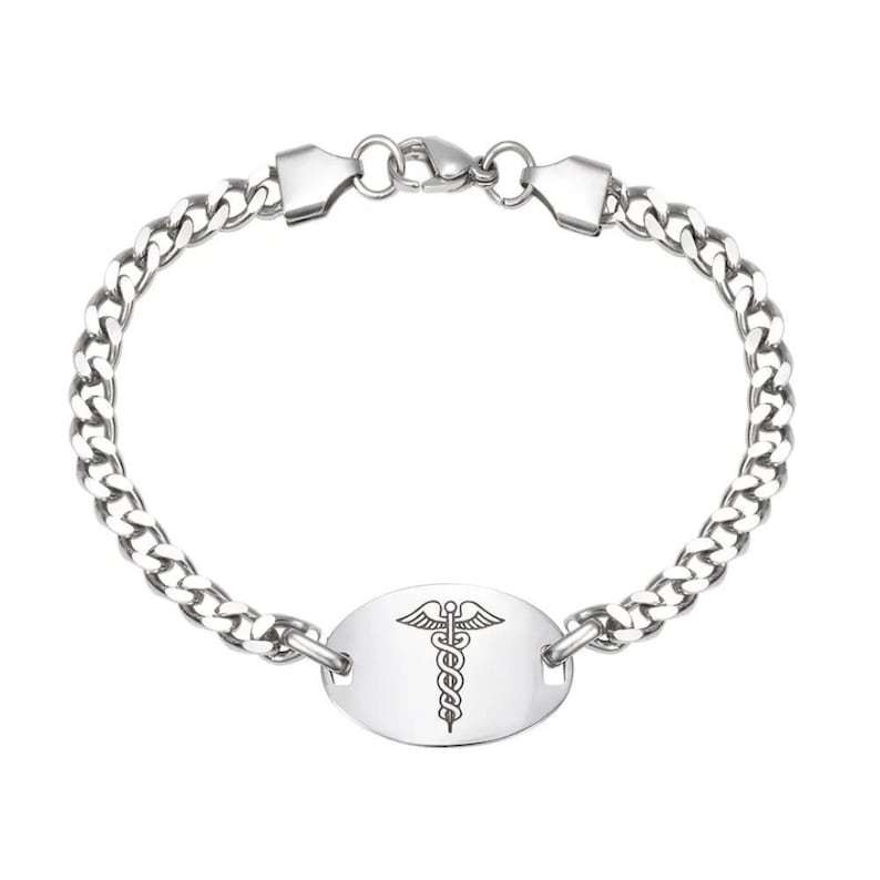 Medical Alert ID Bracelet with Custom Engraving, Adjustable Medical Alert Emergency Bracelet, Allergy/Medical Implant Warning Bracelet