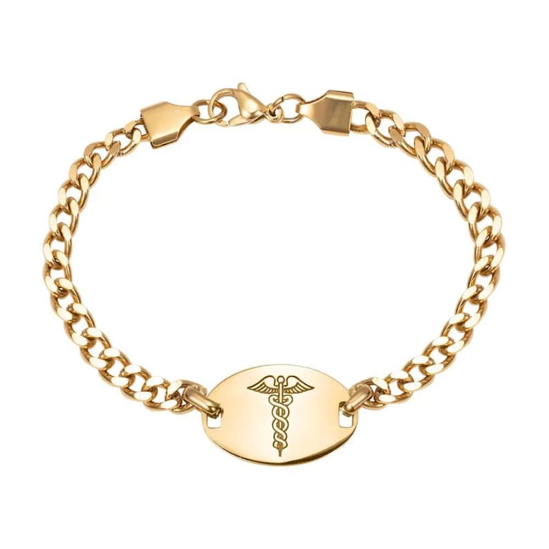 Medical Alert ID Bracelet with Custom Engraving, Adjustable Medical Alert Emergency Bracelet, Allergy/Medical Implant Warning Bracelet