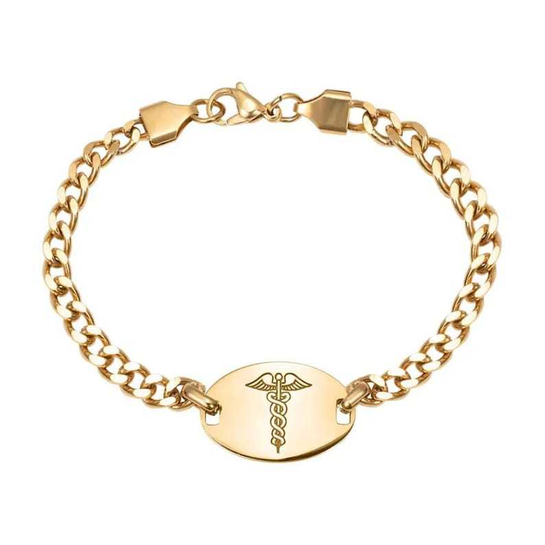 Medical Alert ID Bracelet with Custom Engraving, Adjustable Medical Alert Emergency Bracelet, Allergy/Medical Implant Warning Bracelet