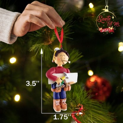 Carpenter Ornament, Personalized Carpenter Gifts, Christmas Ornament 2025, Construction Ornament, Handyman Ornament, Mr Fix it Ornament 2025