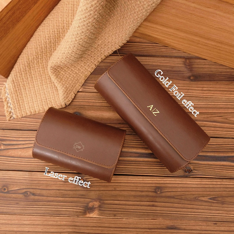 Personalized Leather Watch Case, Travel Watch Roll, Watch Roll for 3 Watches, Groom Gift, Valentine's Day gift,Gift for Him