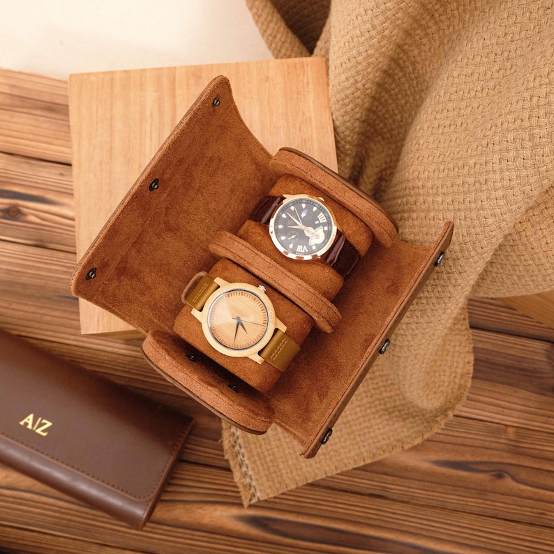 Personalized Leather Watch Case, Travel Watch Roll, Watch Roll for 3 Watches, Groom Gift, Valentine's Day gift,Gift for Him