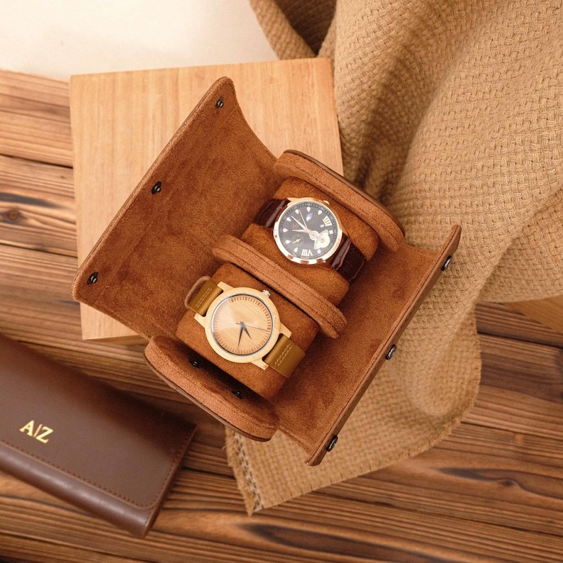 Personalized Leather Watch Case, Travel Watch Roll, Watch Roll for 3 Watches, Groom Gift, Valentine's Day gift,Gift for Him