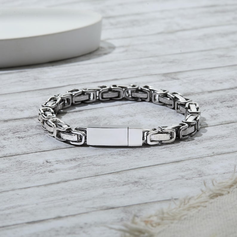Hidden Message Bracelet for Boyfriend, Engraved Secret Message Bracelet, Custom Christmas Gift for Husband, Stainless Steel Bracelet Mens